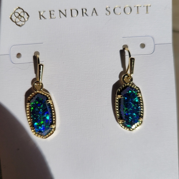 NWT KENDRA SCOTT KYOCERA OPAL EARRINGS 14K GOLD PLATED OVER BRASS DAINTY STYLE - Picture 5 of 6